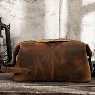 Black Angel Men's Retro Crazy Horse Leather Clutch Bag - Large Capacity, Genuine Leather, Casual Storage Bag
