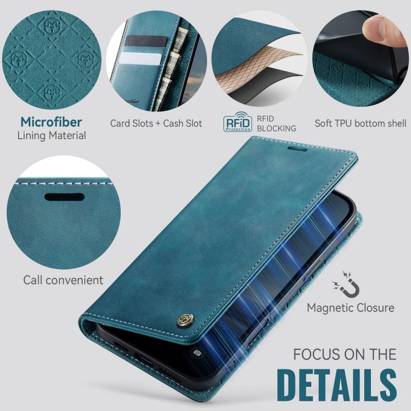 CaseMe Flip Leather Purse Holder Phone Case For iPhone 17 Pro Max Air 17E 16 15 Plus 14 13 12 11 X XS XR SE 2022 8 7 Shockproof Wallet Card Slot Cover
