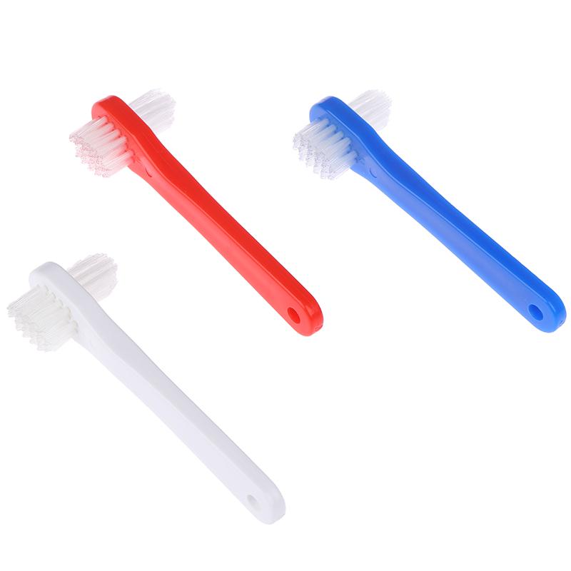 T-Shape Denture Dedicated Brush Toothbrush Dual Head False Teeth Brushes Cleaner