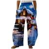 Women Fashion Christmas Print Casual Loose Pants Plus Size Loose Pants