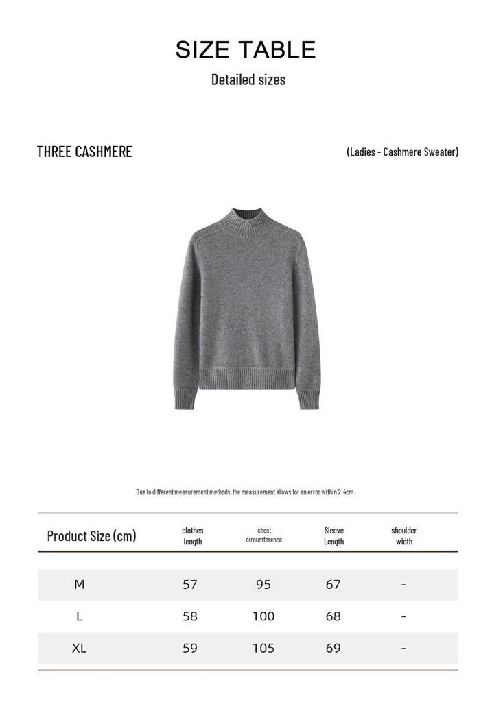 2026 Autumn/Winter Women's Cashmere High Neck Saddle Shoulder Knit Sweater