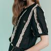 MAXZA Lace Block Embo ShorT Sleeve T shirT zc07qT003on
