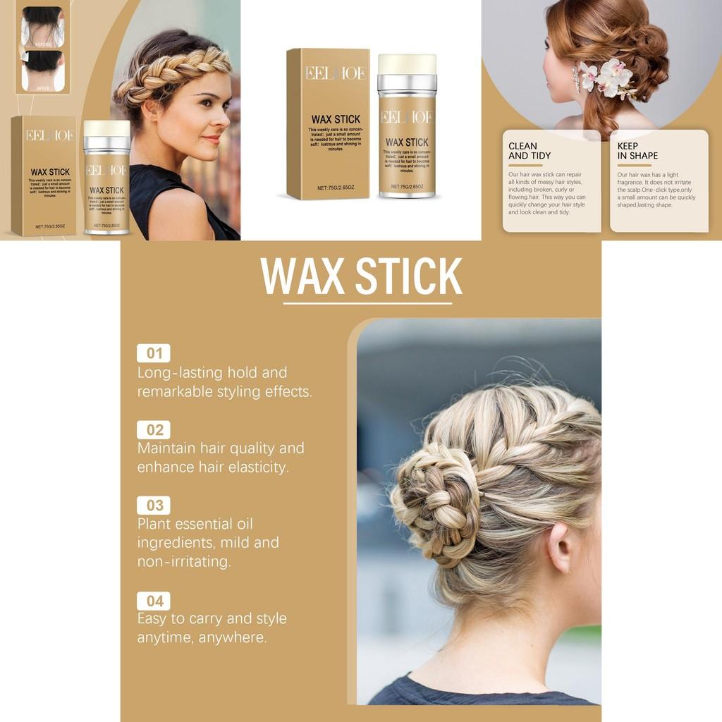 Eelhoe Hair Wax Stick Natural Shine Frizz Control Solid Styling Portable 75g