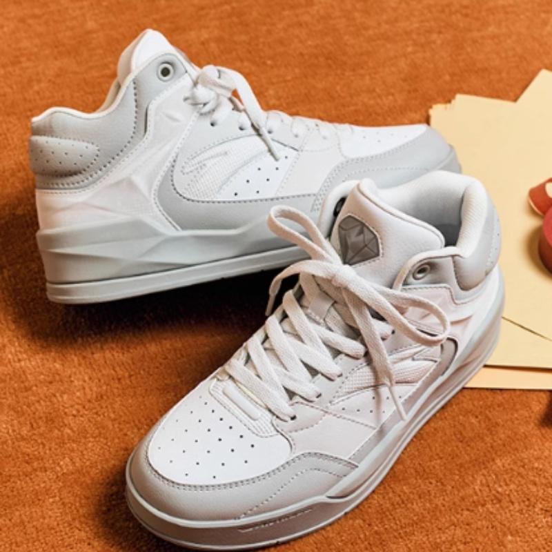 Anta Slip Resistant Abrasion Resistant Slip Resistant Abrasion Resistant High Top Skateboard Shoes Women's Gray 122448031-4