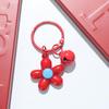 Fresh Five-Petal Flower Resin Keychain with Heart Bead - Girlish Flower Bag Charm
