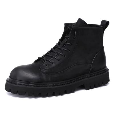 Europäische Station Herrenschuhe High-Top Herbst neu dicksohlige trendige Marke Martin Stiefel Leder matt schwarz Lokomotivstiefel Arbeitsstiefel
