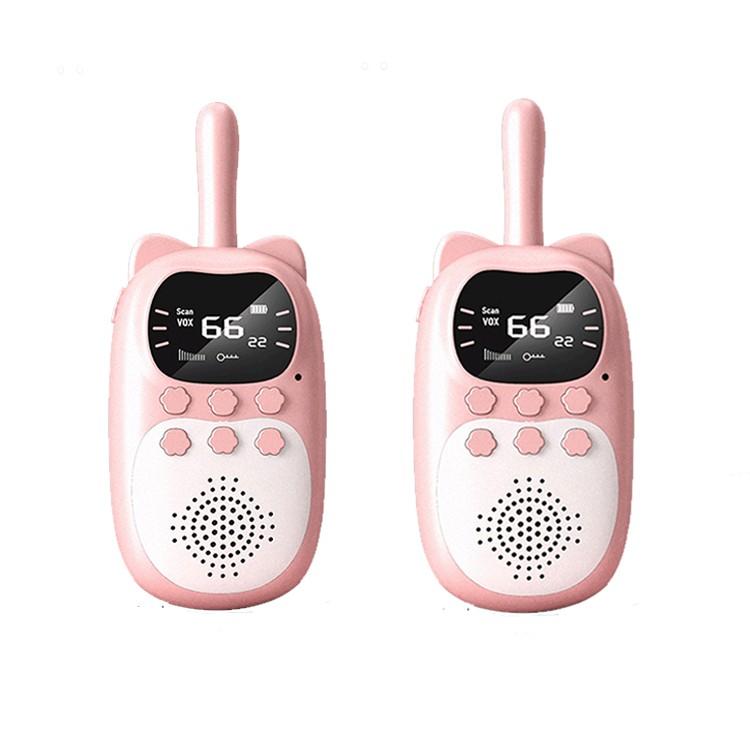 2PCS Kids Walkie Talkie Mini Phone Call Cartoon Talkie Walkie Toys 22 Channels 2 Way Radio 3KM UHF Radio Interphone Toy Gifts