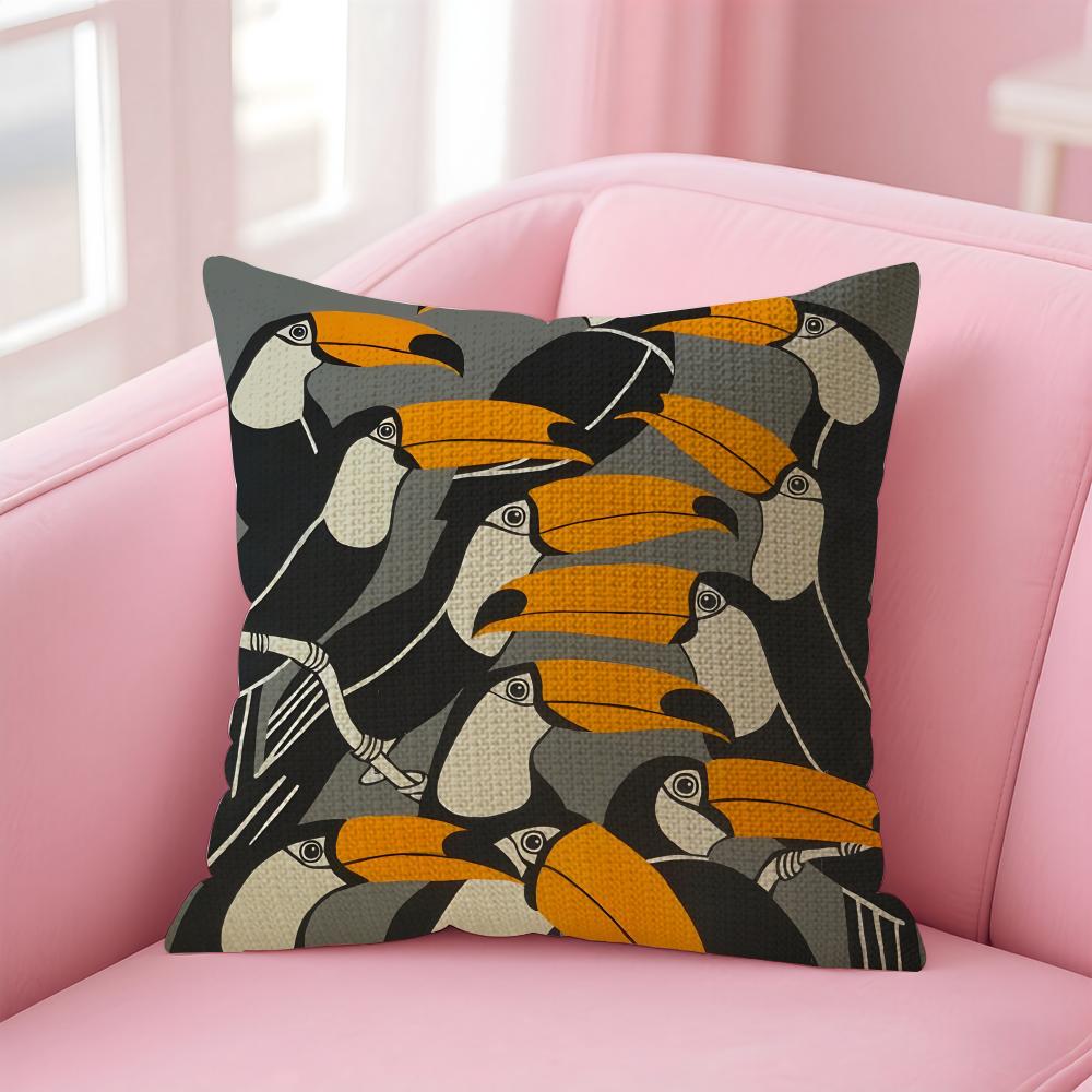 Toucan Fashion Cushion Cover Natural Linen Pillow Case DoubleSided Print Decorative Sofa Pillowcase Home Decor Gift