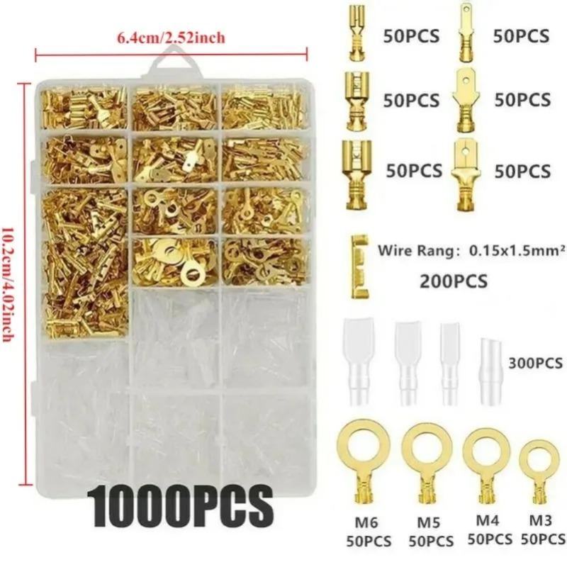 120/315/1000pcs Male and Female Box, Insulated Cable, Male Connector, 2.8/6.3mm Electric Crimping Terminal Shovel Kit Sheath Box