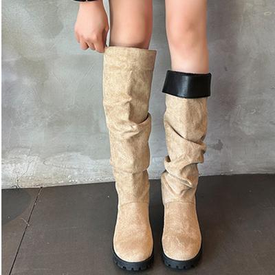 Autumn and Winter Footwear Plus Size Comfortable Round-headed Thick Heel Long Boots Women's Shoes