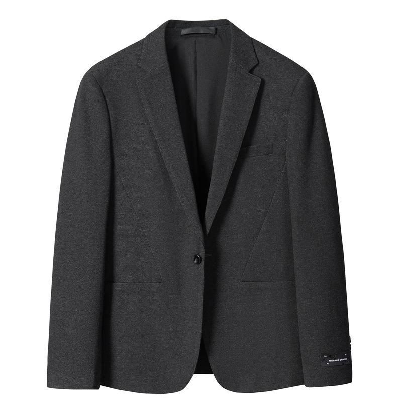 Autumn and Winter Thick Woolen Suit Casual Retro Dark Gray Fashion Single West Business Slim Fit Non-ironing Advanced Sense