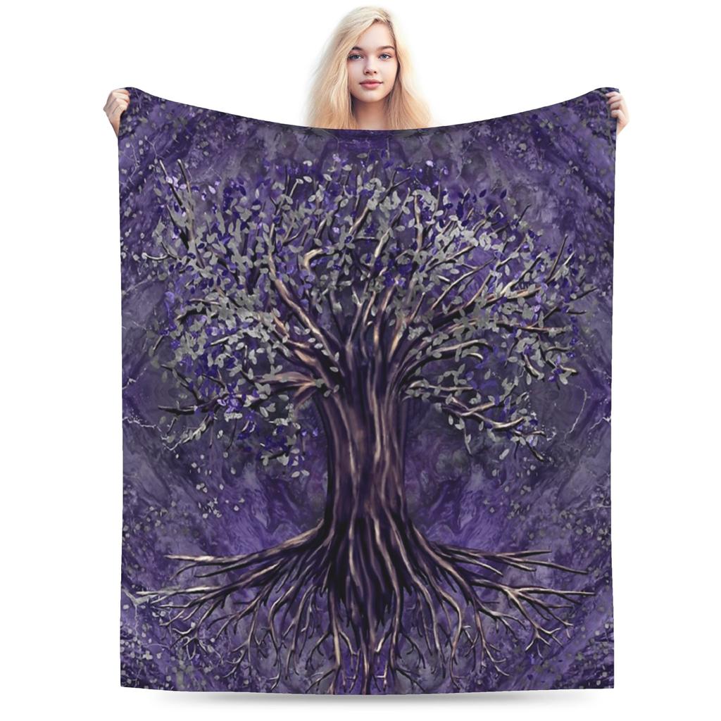 Tree Of Life Yggdrasil Amethyst Flannel Blankets Vikingg Awesome Throw Blanket For Sofa Bedding Lounge 200X150Cm Rug Piece
