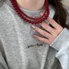 2025 Sense Layered Black Agate & Pearl Necklace - Light Luxury Women's Clavicle Chain Accessory