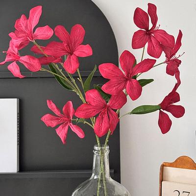 4 Pcs Artificial Renanthera Flower 29 Inch Long Stem Fake Orchid with 5 Faux Silk Flower Head for Vase Floral Arrangements Wedding Party Table