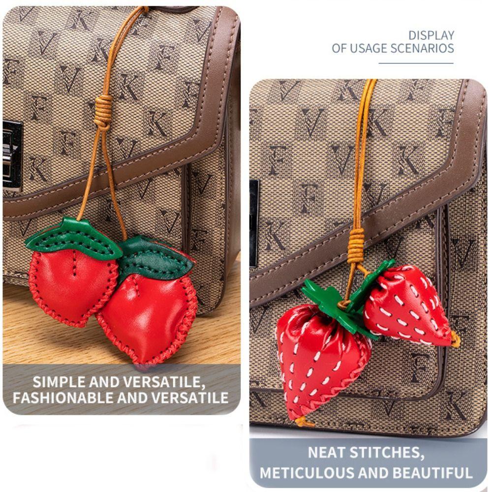 Hanger Leather Keychain Pear Bag Pendant Trendy Fruit Pendant  Car Accessory