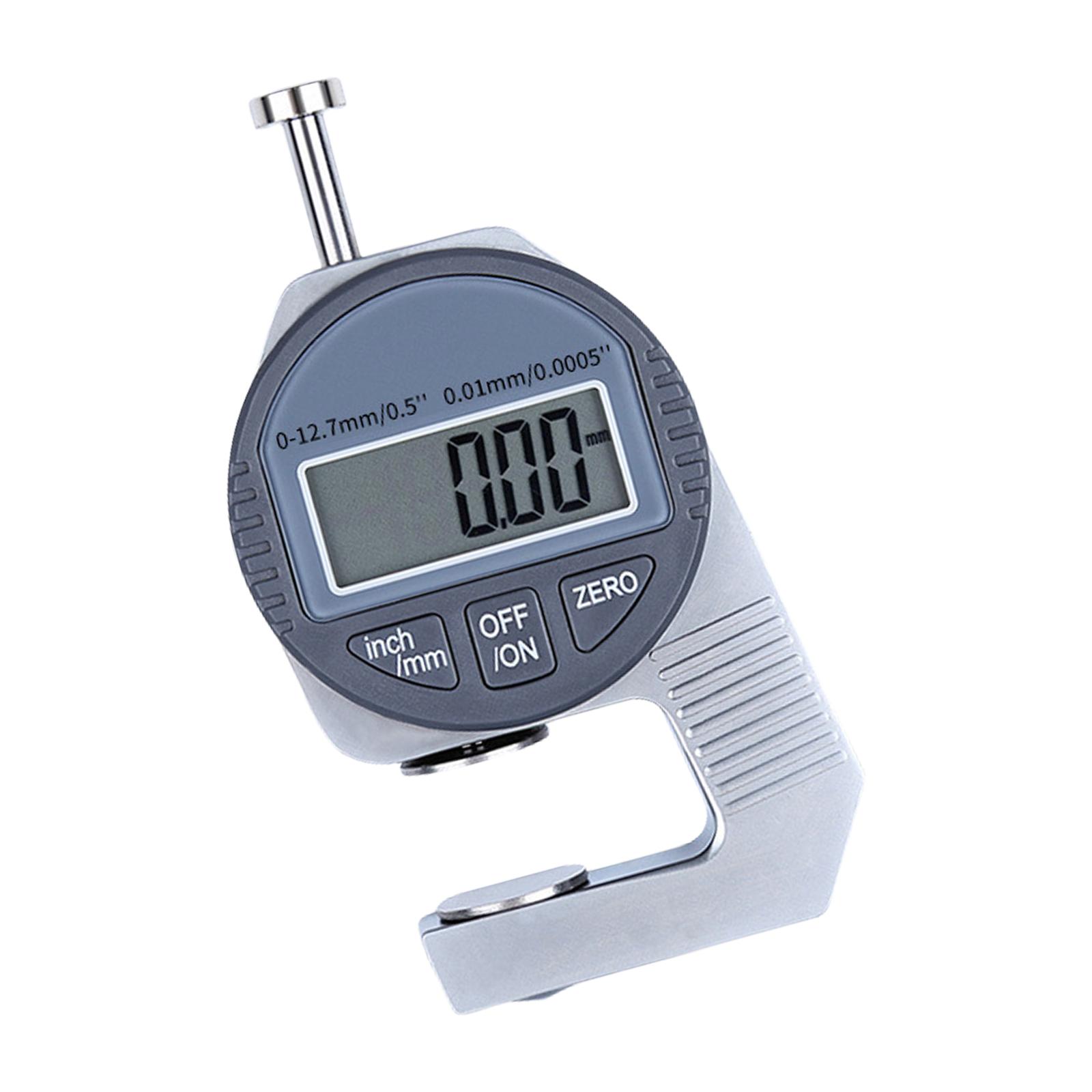 

Digital Thickness Gauge Meter 0-12.7mm/0.5in Large LCD Display Electronic Micrometer 0.01mm Thickness Measure Indicator B