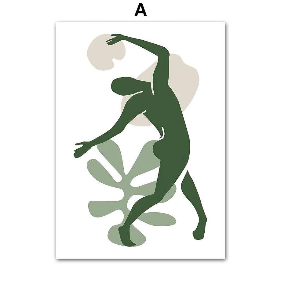 

Abstract Boho Canvas Painting Green Leaves Sun Rainbow Girl Nordic Wall Art Indoor Pictures Posters Prints For Living Room Decor 21x30cm No Framed