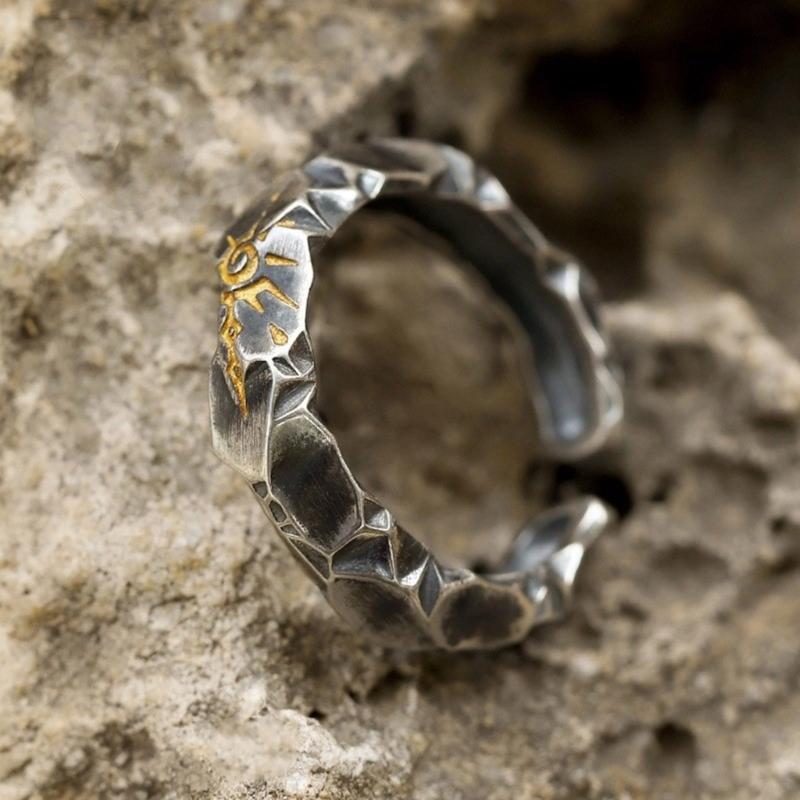 Verstellbarer Kupfer Wunschsteinring für Herren Symbol für Glück und Freude Offene Ringe Bequemer Alltagsschmuck