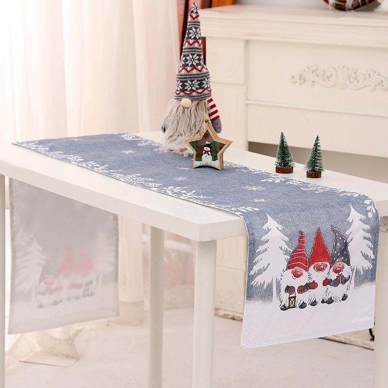 Christmas Forest Old Man Table Runner & Snowflake Tablecloth Set