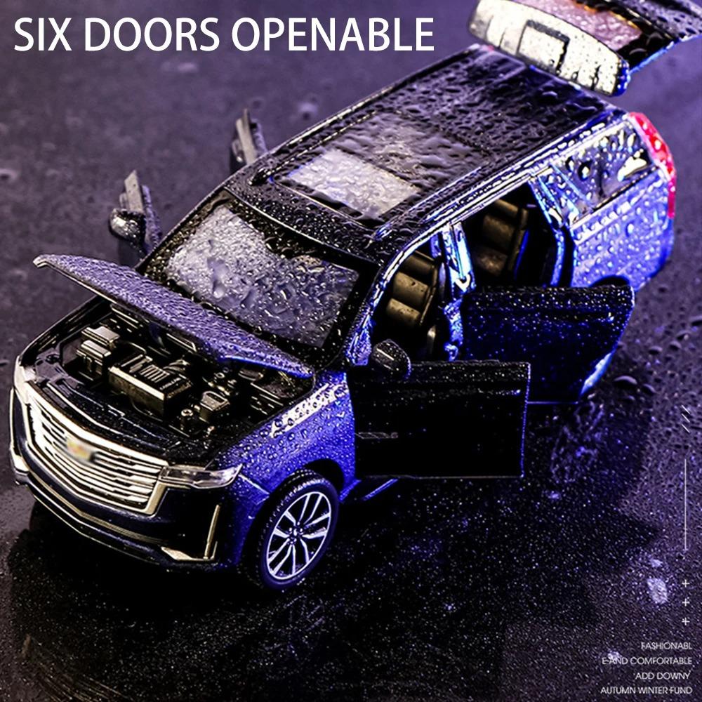 Automodell 1/32 für Cadillac Escalade Geländewagen, Legierung, Druckgussfahrzeug, Spielzeug mit Ton und Licht, Pullback, mehrere Farben