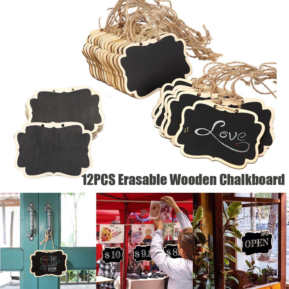 

12PCS Office School Supplies Hemp Rope Hanging Signs Price Tags Blackboard Message Labels Chalkboard