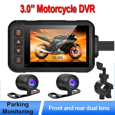 Kamera samochodowa 720P 3 calowy przód tył motocykl DVR monitor kamera cofania rejestrator wideo akcesoria pudełko wodoodporna podwójna soczewka