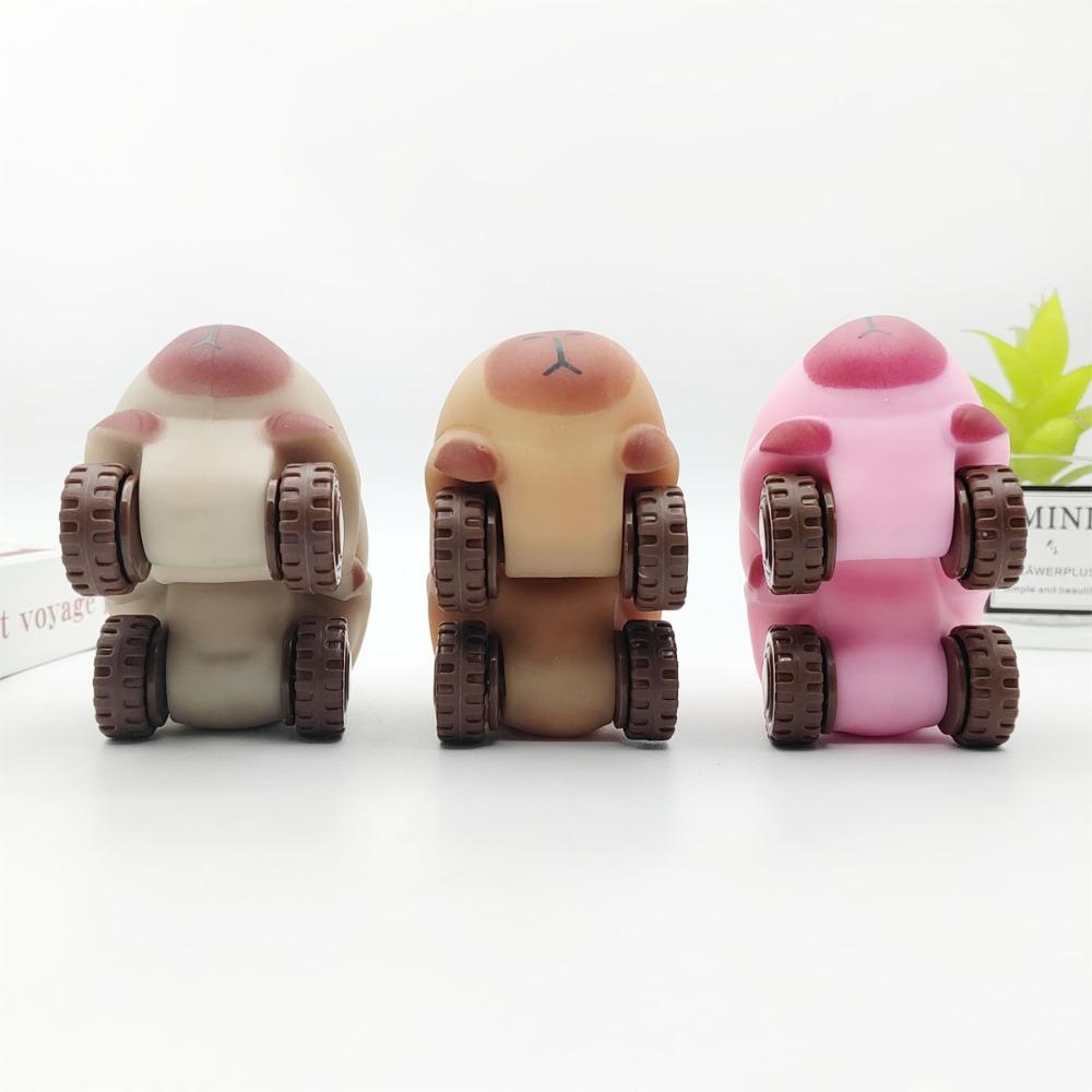 With Wheel Capybara Fidget Toy High Elasticity Cute Pinch Toy Capybara Squeeze Toy  Practical Jokes