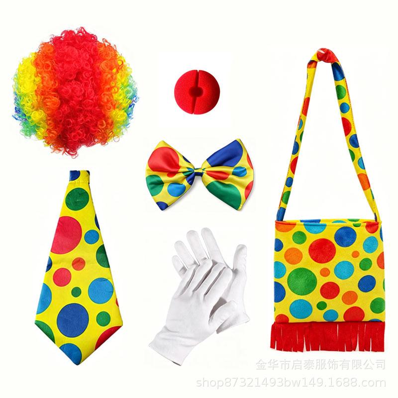 Halloween clown cosplay costume colorful wig party dress up stage costume