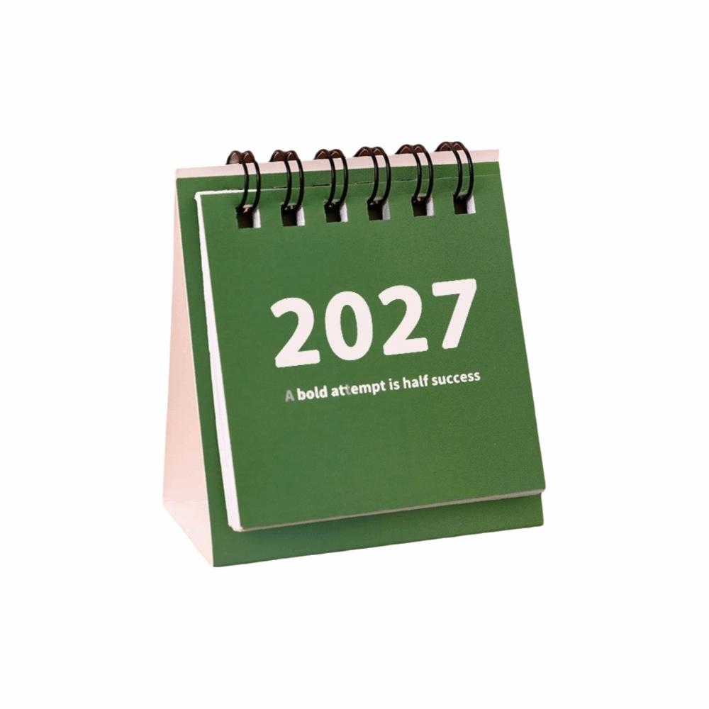 Mini 2027 Desk Calendar Standing Base Flip Calendar New Standing Calendar Daily Planning зелёный