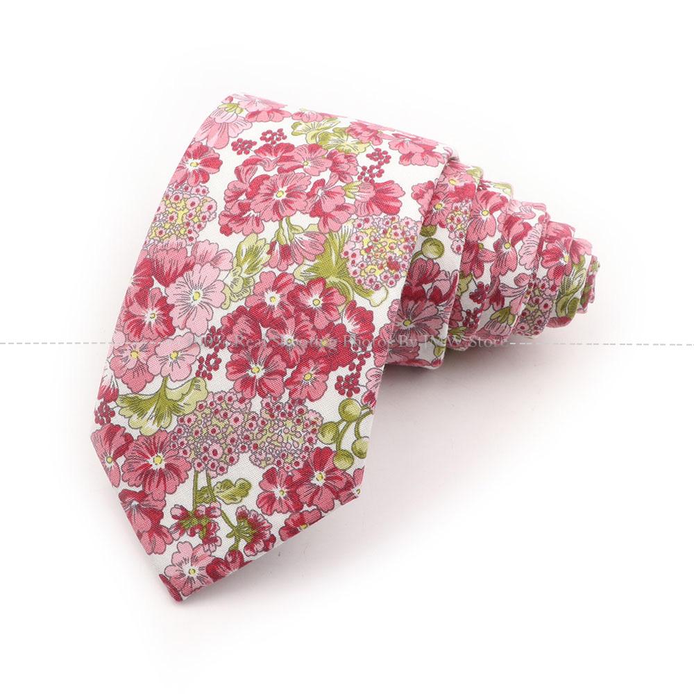New Chic, Blumenkrawatte, 100 % Baumwollkrawatte, für Männer, helle Farbe, lässige schmale Krawatte, Hochzeitsfeier
