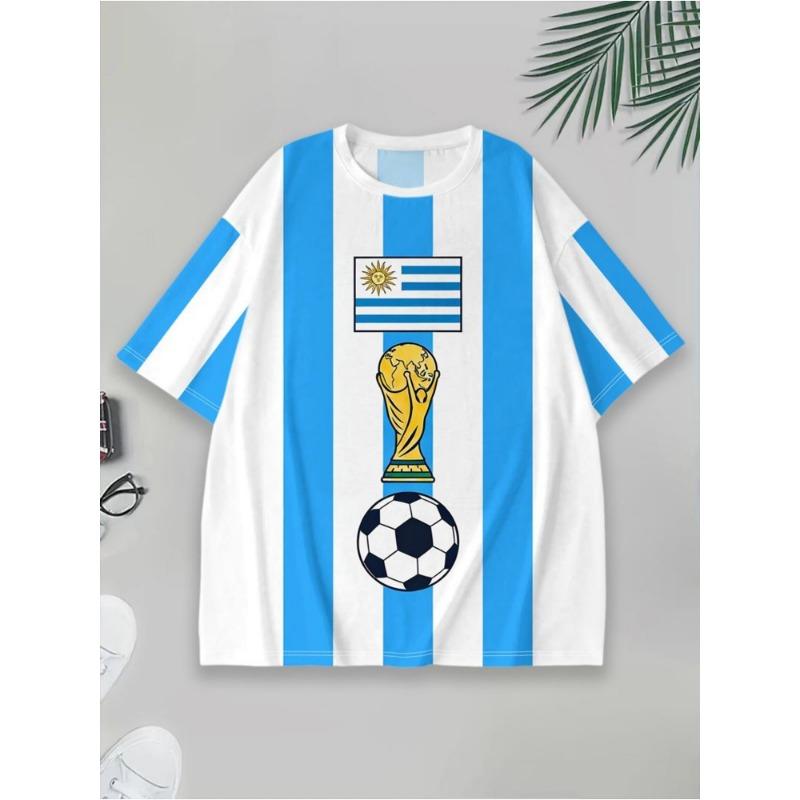 Men s Casual Football Graphic Print Short Sleeve Round Neck T-Shirt S