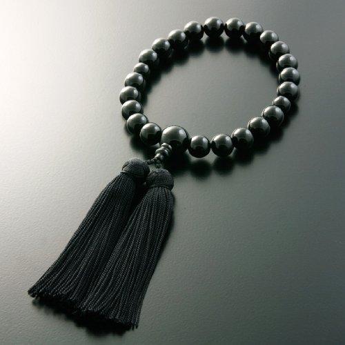 Kyoto Buddhist Altar Hayashi Prayer Beads for Men Kyoto Miyakobo Black Onyx Informal One Hand Single Flower Bag Funeral prayer beads can be used by