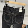 WTEMPO Sommer Herren Gerade Lockere Jeans Einfarbig Dünne Sektion Stretch Slim Jeans Einfache Lässige Atmungsaktive Dreiviertelhose