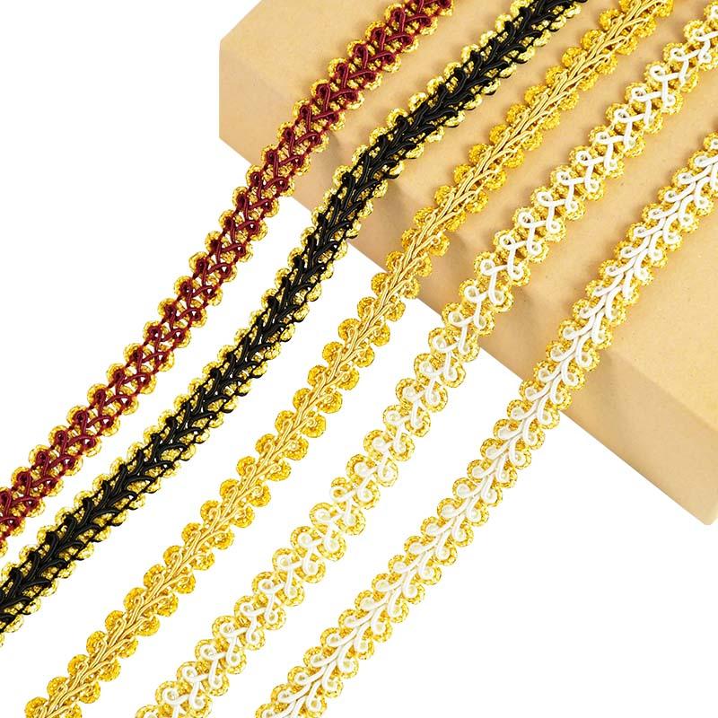 5yards 12mm Lace Trimming Ribbon Polyester Centipede Braided Lace Sewing Clothes Accessories Curve Lace DIY Craft Wedding Decor