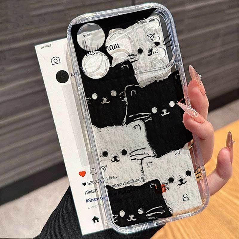 Funny Black Cat Couple Case For Redmi A5 A3 A2 A1 15C 14C 13C 13 12 12C 10C 9C 9A 10 9 Soft Cute Silicone Transparent Cover