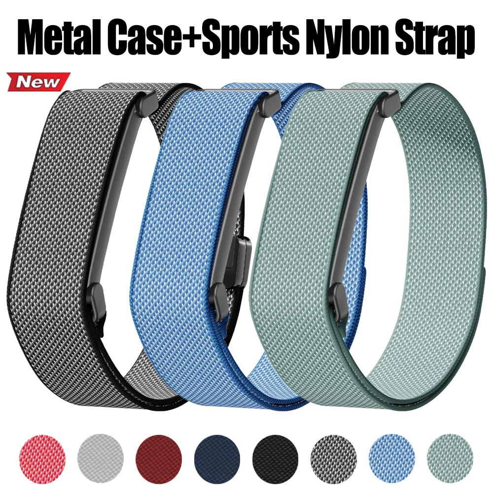 Metal Case+Sports Nylon Strap For Google Fitbit Air Sports Elastic Magnetic Wristband For Google Fitbit Air Comfortable Bracelet