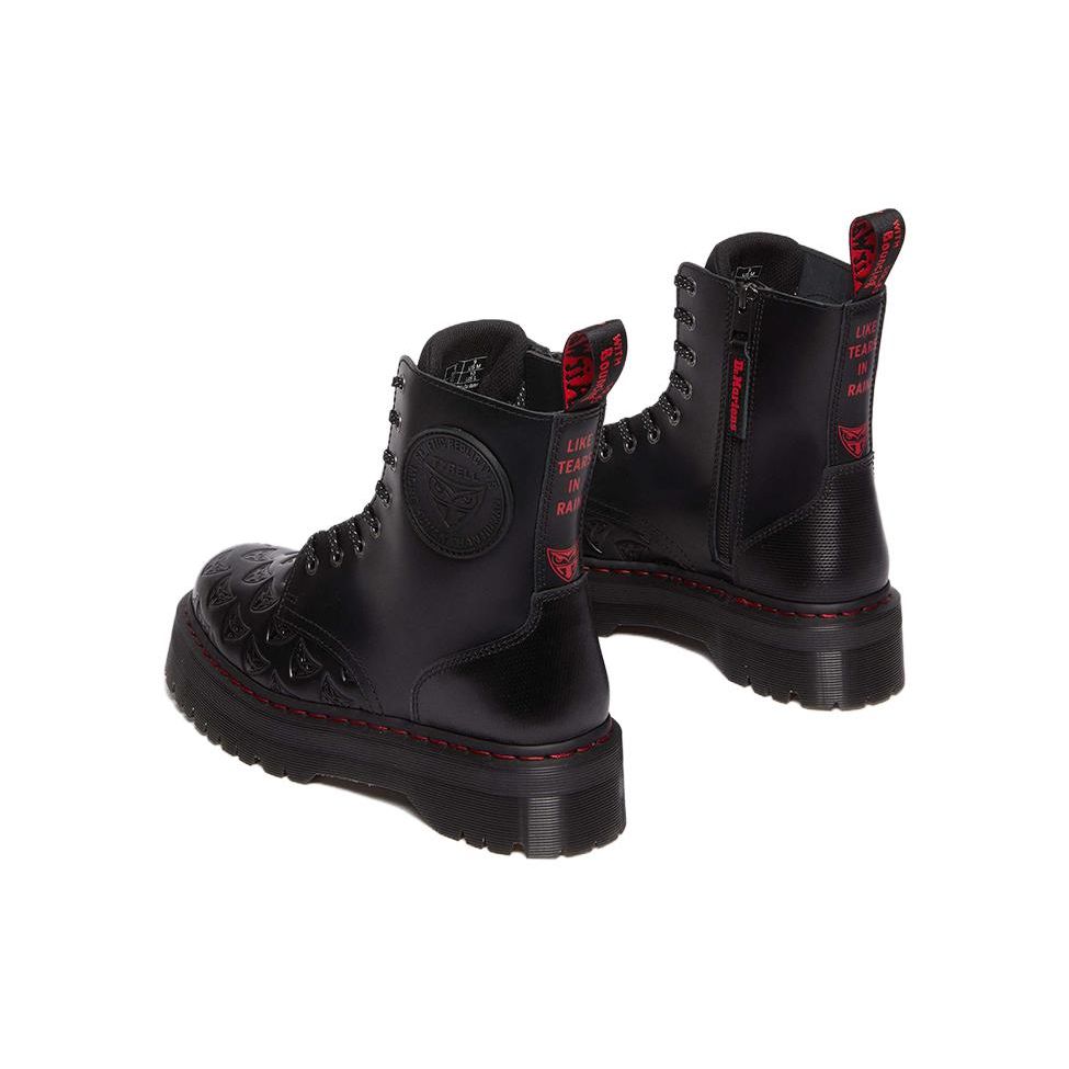 Dr. Martens Warner Bros. X  Jadon Series Leather Round Toe Lace-Up Comfortable Versatile Short Martin Boots Unisex Boots Black Red 31749001