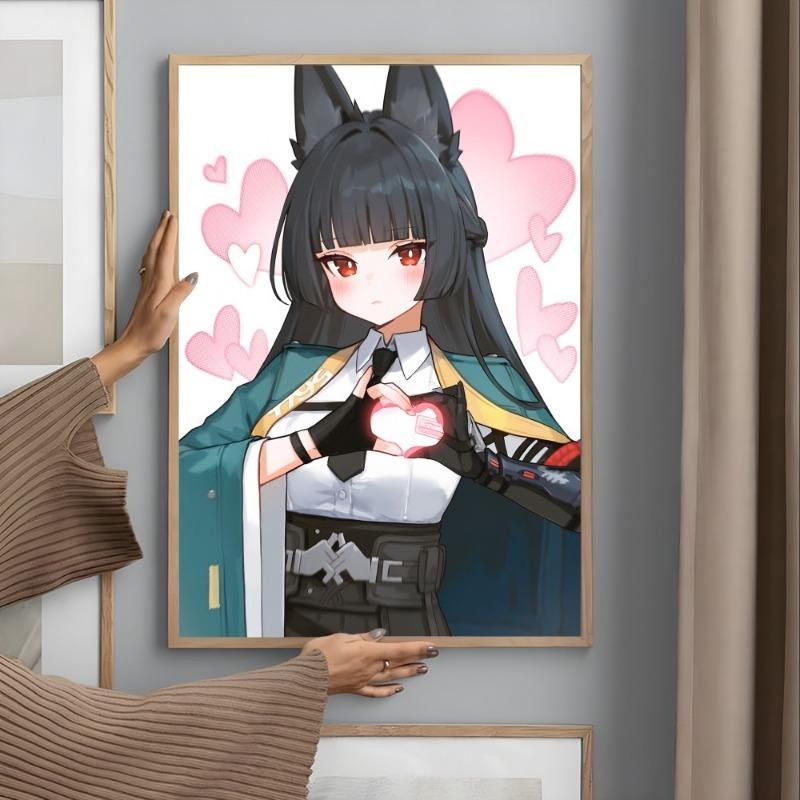 Hoshimi Miyabi Zone Zero Kawaii Girl Poster Sticky Wall Art Printing Waterproof Home Living Bed Room Bar Hallway Aesthetic Decor