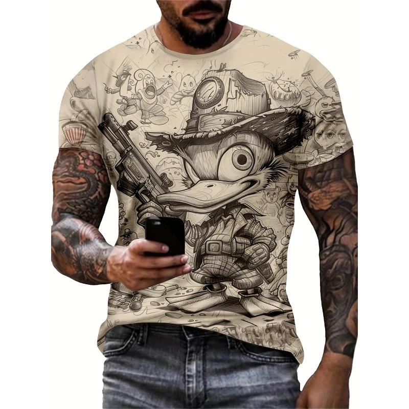 

Летний топ с круглым вырезом и 3D забавным принтом животных, модная повседневная мужская футболка с коротким рукавом XS