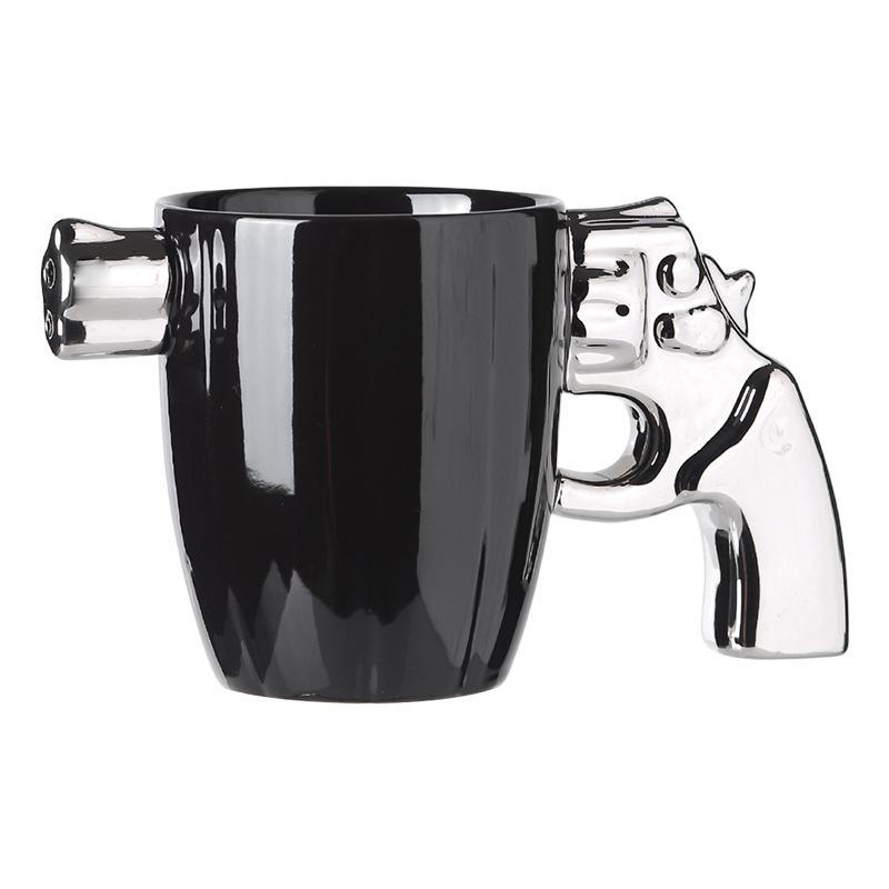Military Style Explosion-Proof Ceramic Mug: Creative Revolver-Shaped Coffee Cup with Large Capacity