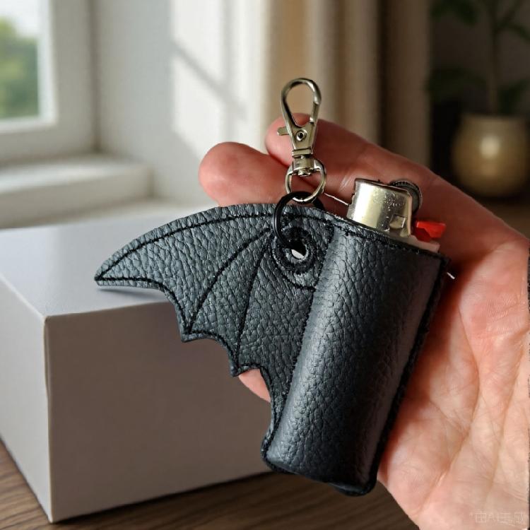 Modern Bat Patterned Case Wear Resistant PU Construction Protective Sleeve With Keychain Loop