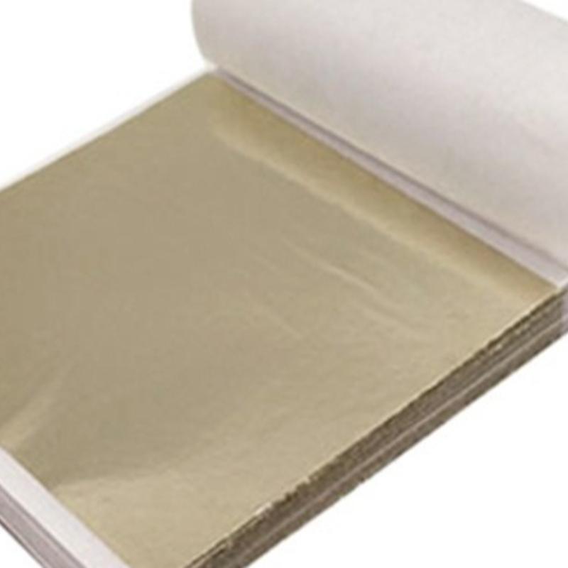 9cm Imitation Gold Silver Copper Foil Paper Sheets Shiny Gilding Craft Leaf for DIY Nail Art Cake Dessert Epoxy Resin Decoration