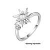 Anti Stress Spinner Ring For Women Adjustable Copper Jewelry With Floral Zircon Accents Anxiety Relief Gift