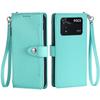 Zipper Pocket Wallet Flip Leather Phone Case for Xiaomi POCO M4 Pro 4G Multi Card Slots Kickstand Cover Wrist Strap
