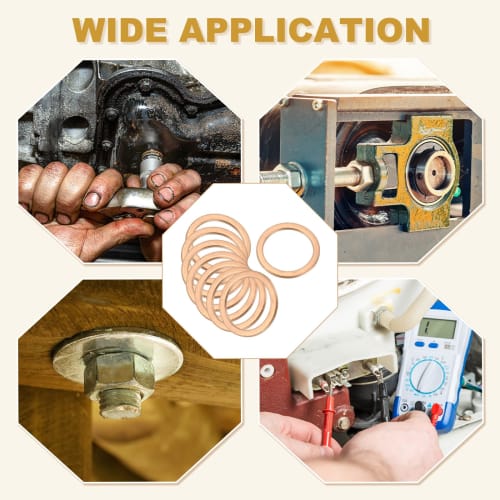 PATIKIL M6 Copper Flat Washers, Seal Rings, 25 Pieces, 6mm Inner Diameter, 12mm Outer Diameter, 1mm Thick, Heat and Oil Resistant for Screws, Bolts, S