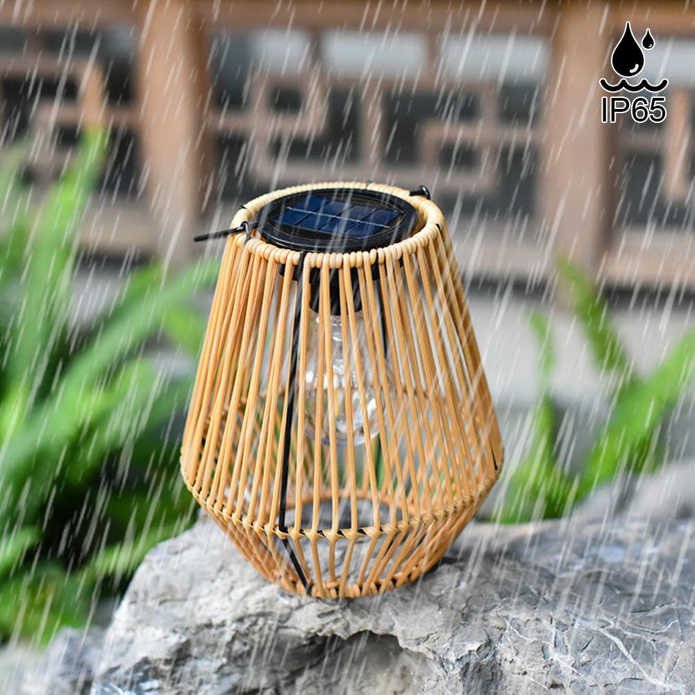 Outdoor Solar Lantern IP65 Waterproof Solar Hanging Lantern Light Outside Big Rattan Solar Light for Yard Garden Home Decoration