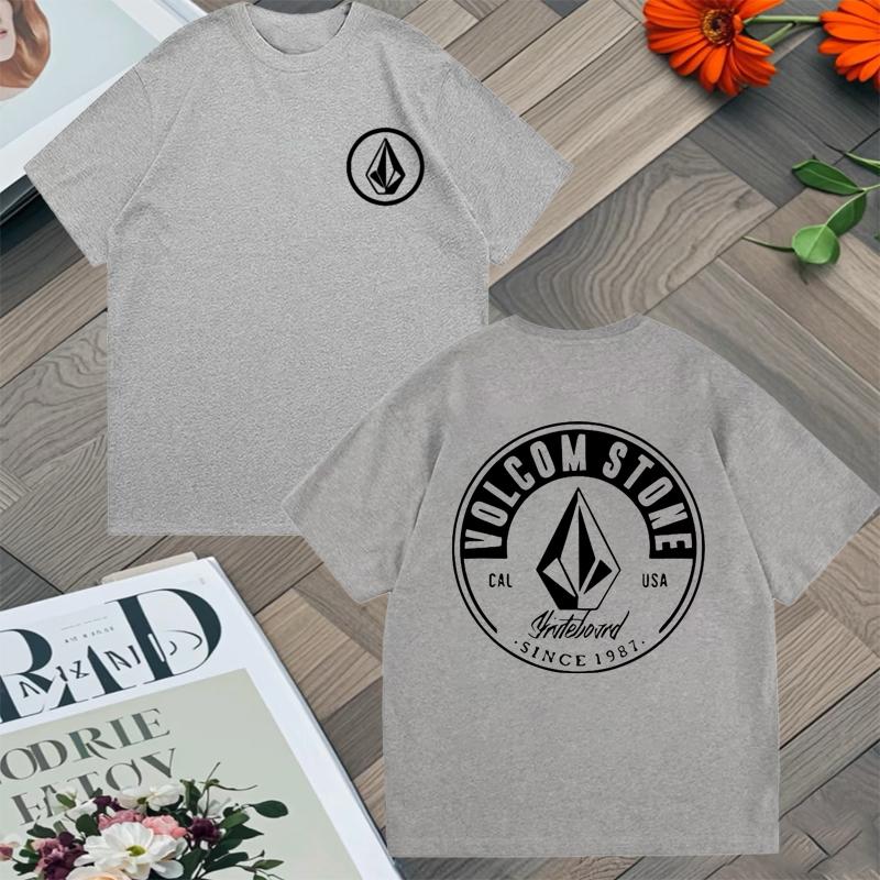 2025 New In Top Volcom Stone Double Sided Printed Oversized Tshirt Unisex Women 100 Cotton Crew Neck Short Sleeve Unisex Tshirts