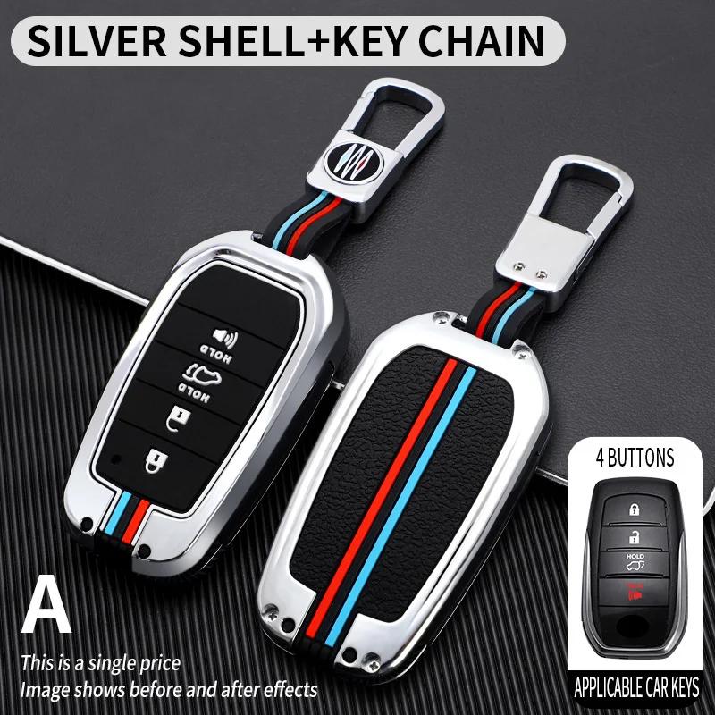 Zinc Alloy Car Key Case Cover for Toyota RAV4 Highland Coralla Hilux Fortuner Land Cruiser Camry Crown Keychain Accessories