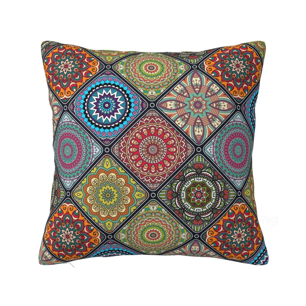 Boho Ethnic Traditional Pattern Pillowcase Home Office Car Body Pillow Case Cover Soft Cozy Cushion Cover for Sofa Bed 50x50cm