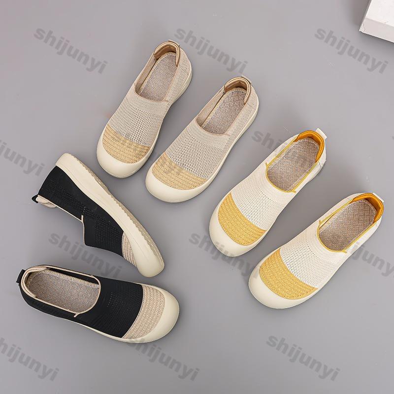 Fashion Large Size Women's Shoes Summer New Fashion Breathable Mesh Hollow Comfortable Casual Shoes Lightweight Soft Sole Non Slip Flats